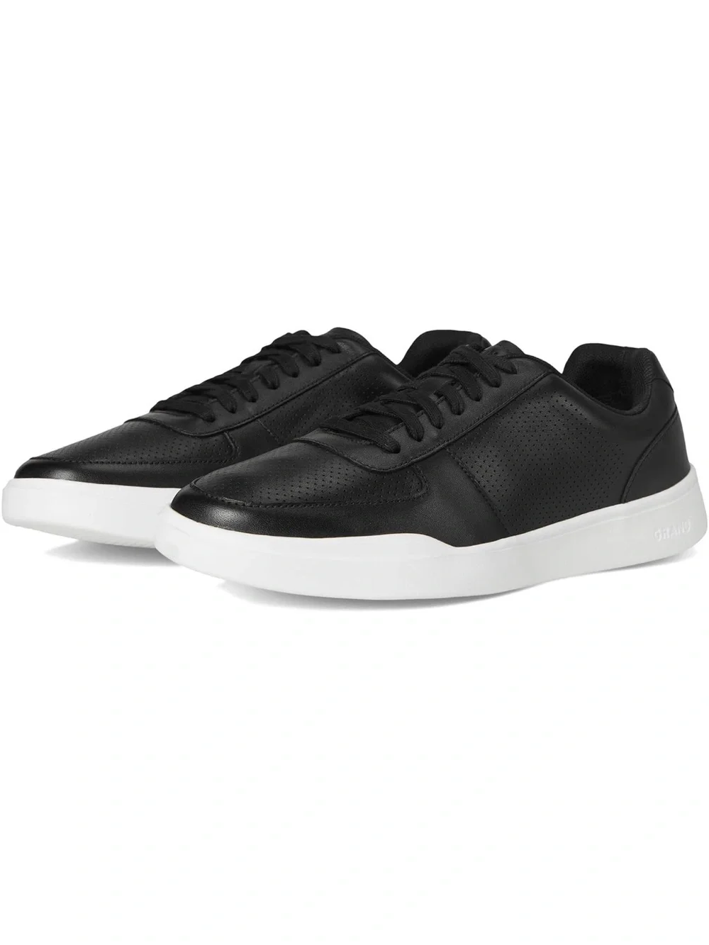Cole Haan Men's Black Leather Low-Top Sneakers with White Sole